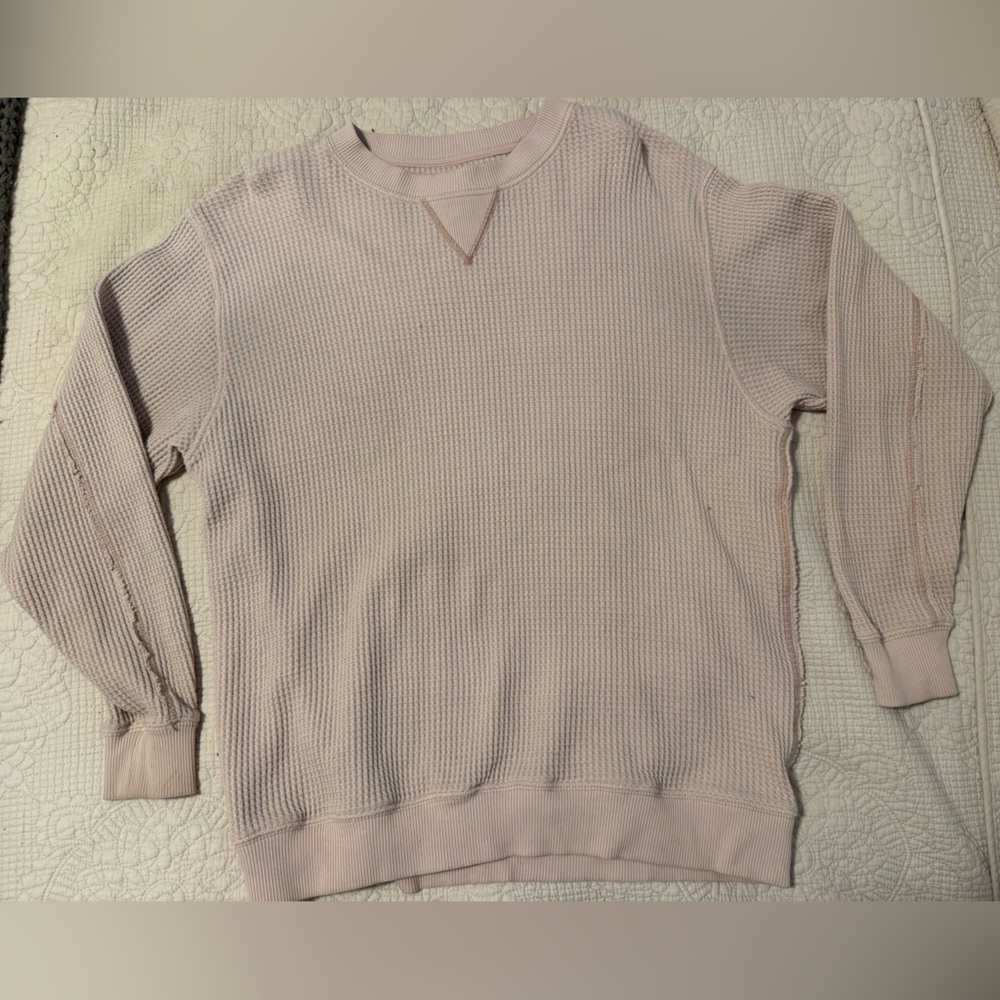 Aerie Waffle Sweatshirt - Small, Pink